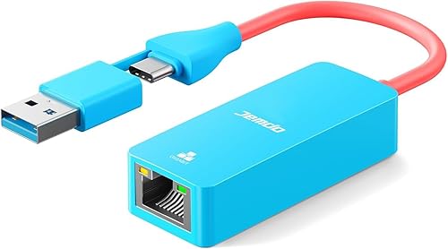 JEMDO Ethernet Adapter,1000Mbps with 2-in-1 USB C/USB 3.0?Gigabit RJ45 LAN Network Adapter?Compatible with Nintendo Switch?Laptop?MacBook?Mac