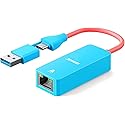 JEMDO Ethernet Adapter,1000Mbps with 2-in-1 USB C/USB 3.0?Gigabit RJ45 LAN Network Adapter?Compatible with Nintendo Switch?Laptop?MacBook?Mac