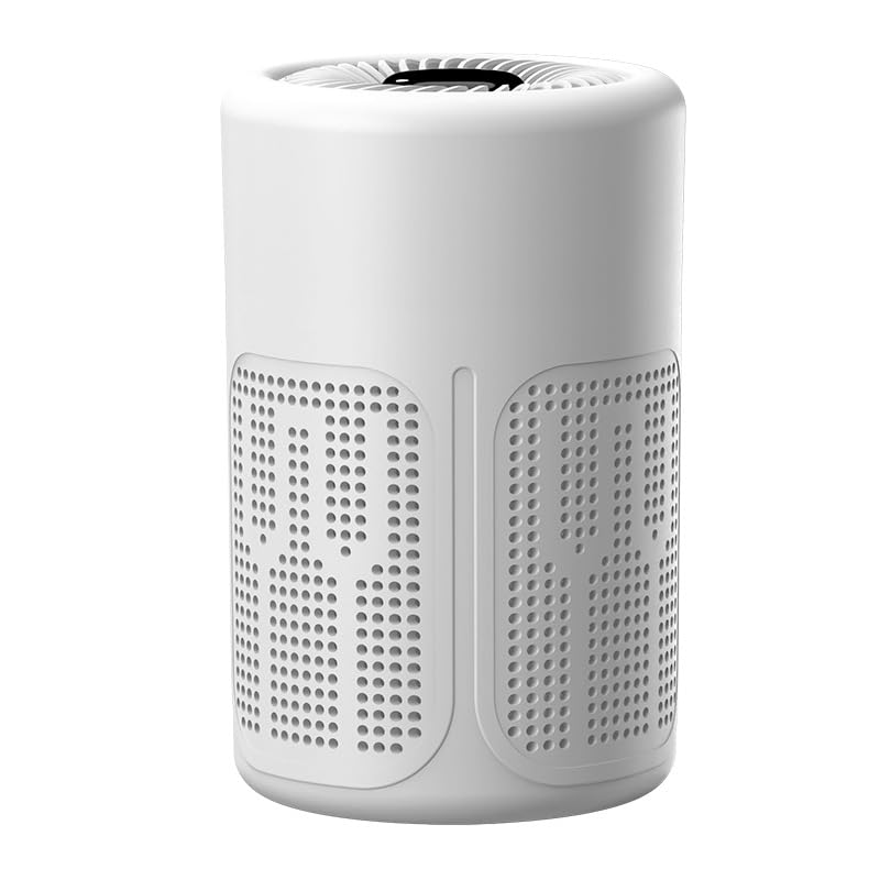 Desktop Air Purifier with Multiple Filtration, Negative Ion Technology, Formaldehyde Removal, Smoke and Odor Eliminator for Home and Office, White