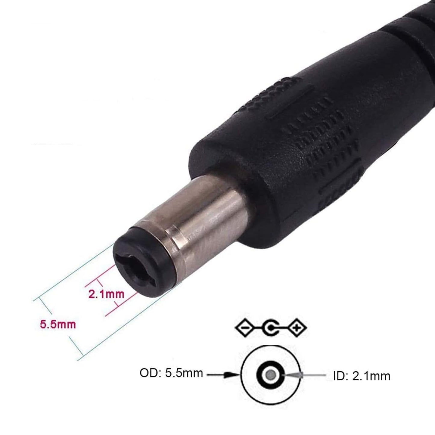 RUITEXUN USB to DC 5.5mm Cable 50cm, USB-A Type Male to DC5.5mm x 2.1mm Power Plug Connector 5V Power Charging Adapter