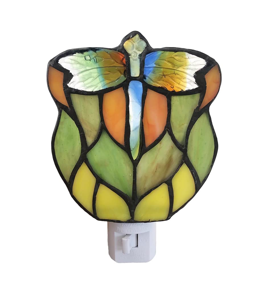 DUONAYU Stained Glass Dragonfly Night Light, Suitable for Bedroom, Corridor, Bathroom, Children's Room,This Would Make a Great Gift for a Birthday