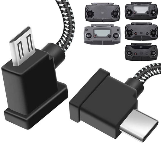 1FT Micro to USB C Remote Controller Cable for DJI Mavic Mini,Mini SE,Mavic 2 Pro/Zoom,Mavic Air/Pro,Spark,DJI Drone to IPhone16/17/15/Tablet Cable 90