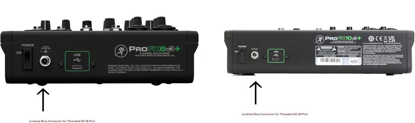 Locking Ring AC Adapter Compatible with Mackie ProFX10v3+ and ProFX6v3+ Mixers