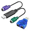 HuaLiSiJi PS2 to USB Adapter USB to PS2 Keyboard and Mouse Adapter, PS2 to USB Cable Built-in Chip No Need to Drive Plug and Play (Black+Adapter)