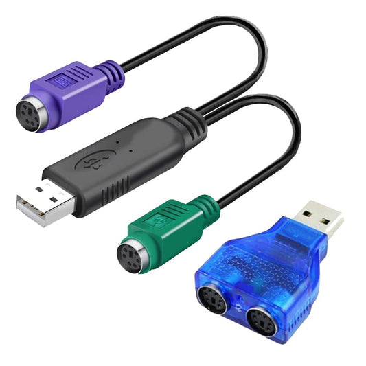 HuaLiSiJi PS2 to USB Adapter USB to PS2 Keyboard and Mouse Adapter, PS2 to USB Cable Built-in Chip No Need to Drive Plug and Play (Black+Adapter)