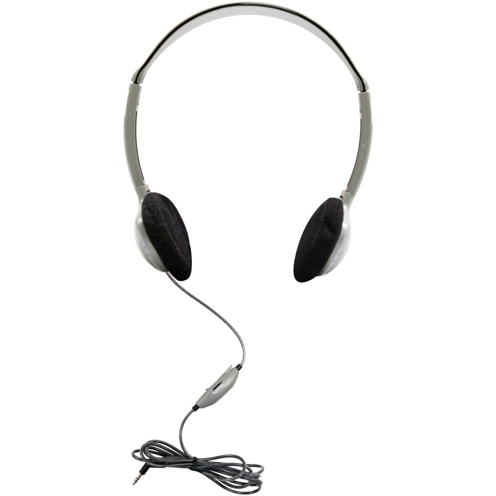 HamiltonBuhl HA2V SchoolMate On-Ear Stereo Headphone - Gray, In-Line Volume Control, Replaceable Foam Cushions, Adjustable Headband, 5 ft