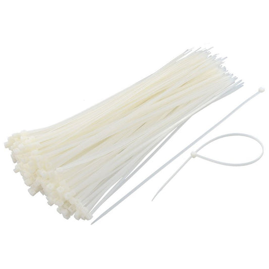 TrendBox 500 (Size: 4x250mm/10 inches) White Self-Locking Nylon Plastic Cable Cord Zip Ties Wrap Fasten Wire Durable Indoor Outdoor Travel Home