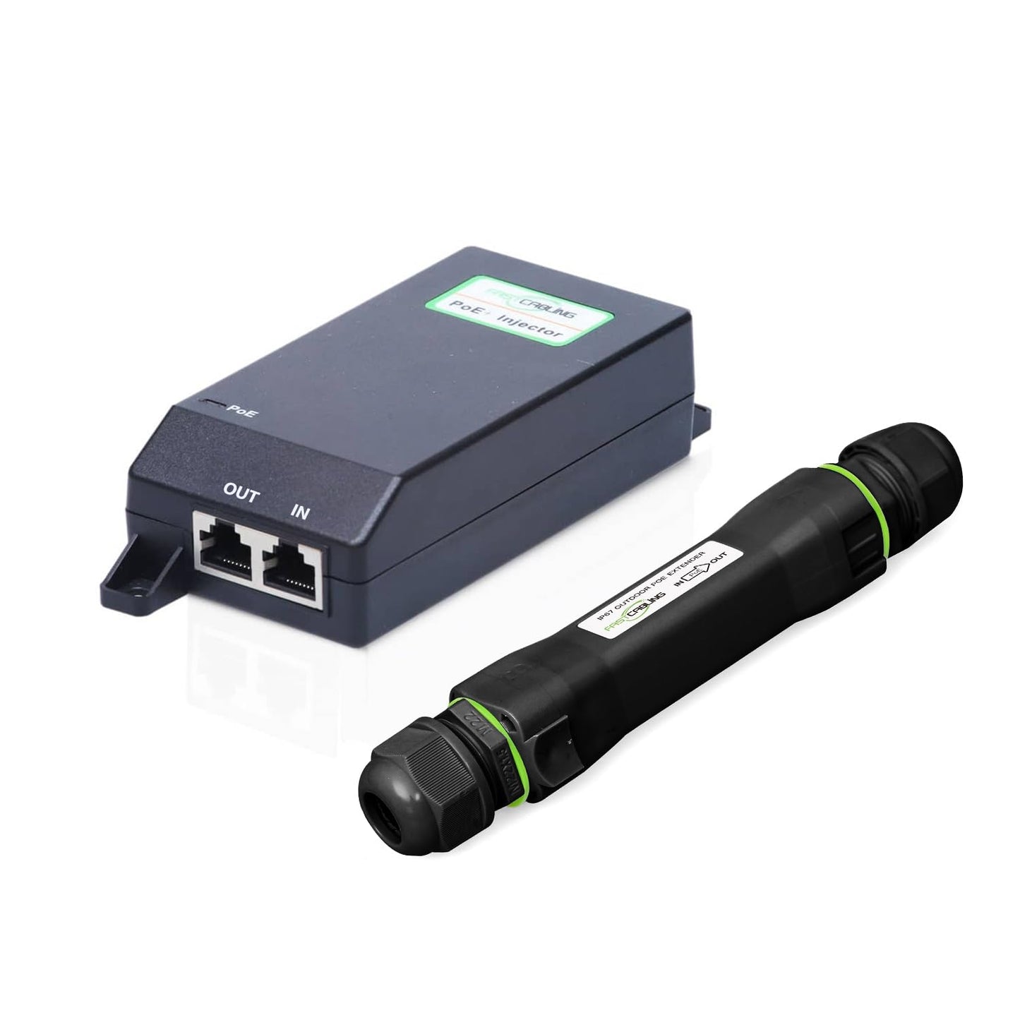 FASTCABLING Outdoor Gigabit Ethernet Extender, 450ft/140M, 10/100/1000Mbps, IP67 Waterproof, UV Resistant, Direct-Burial, Data Extension Only, Power
