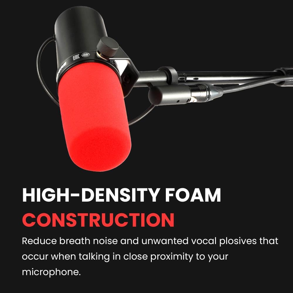 Lectronify High-Density Foam Replacement Windscreen Compatible with Shure SM7 Microphones, Reduces Plosives & Breath Noise - Perfect for Studio