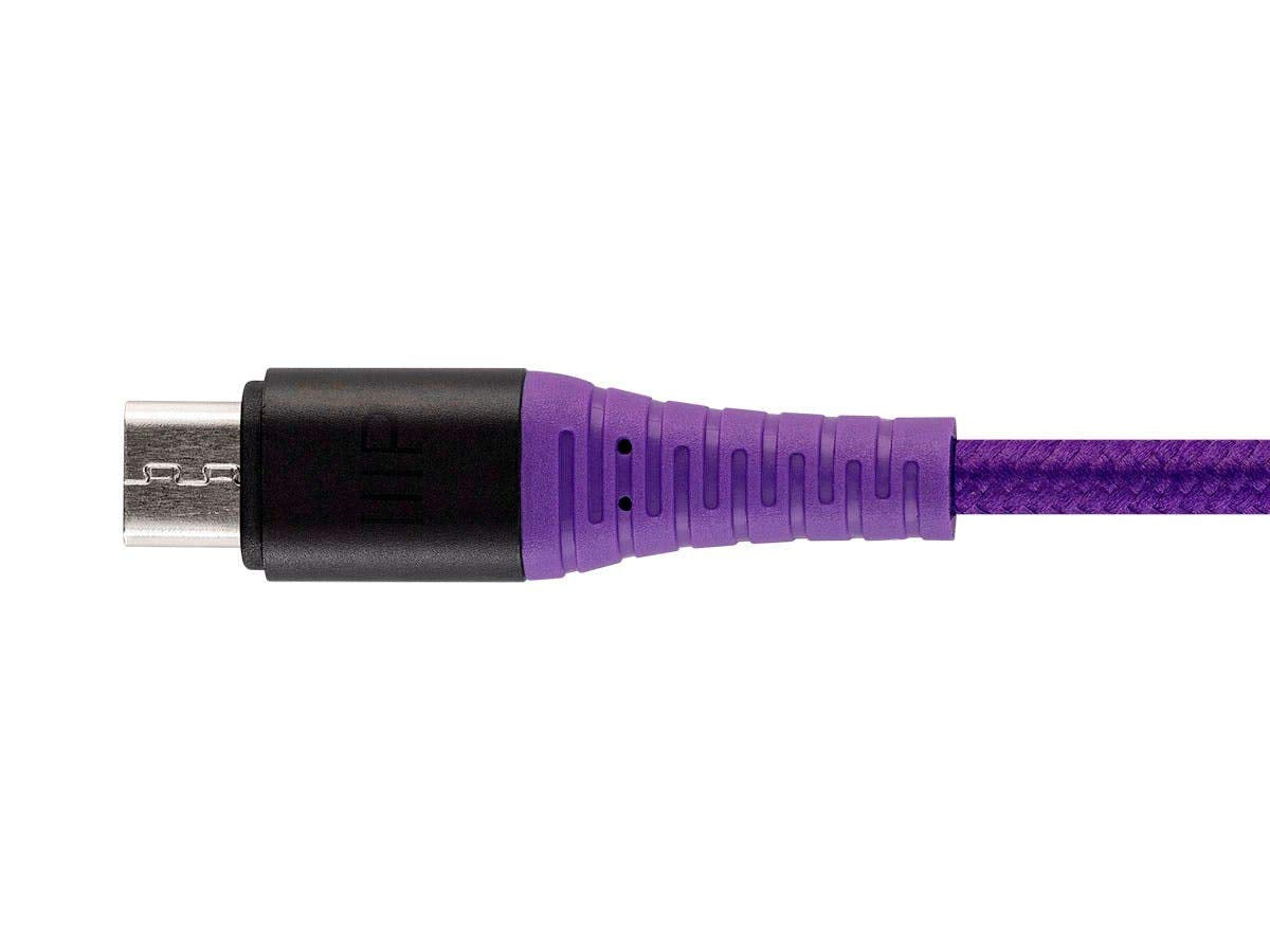 Monoprice USB 2.0 Micro Type-B to Type-A Charge and Sync Cable - Durable, Nylon-Braid, 3 Feet, Purple - AtlasFlex Series