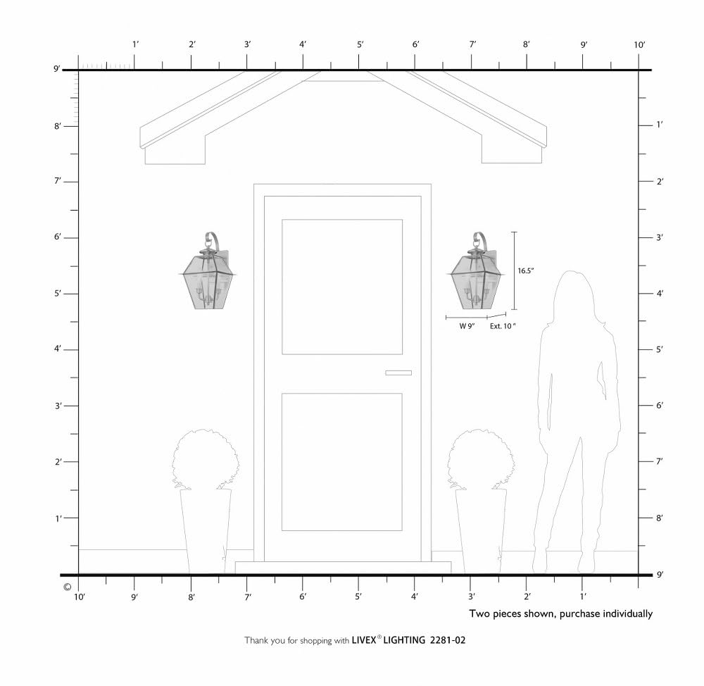 Livex Lighting 2281-61 Westover 2 Light Outdoor Wall Lantern, Charcoal