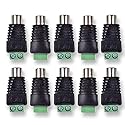 HTTX RCA Female Plug to AV Screw Terminal Audio/Video Connector Adapter (10-Pack)