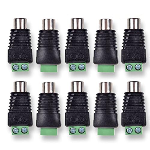 HTTX RCA Female Plug to AV Screw Terminal Audio/Video Connector Adapter (10-Pack)