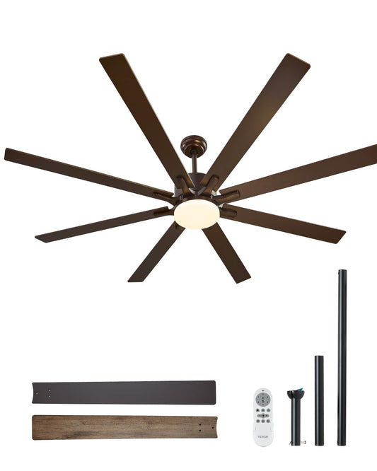 VEVOR 72 In Ceiling Fan with Light, 6-Speed Remote Control, Dimmable 3-Color Temperature, Reversible DC Motor, Modern Low Profile Flush Mount Fan