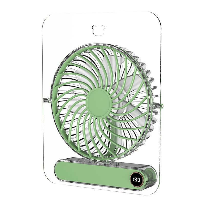 Portable Card Desktop Fan - Fashion Transparent Ultra-thin Desk Fan 1800mAh USB Rechargeable Personal Battery Operated Mini Small Pocket Fan
