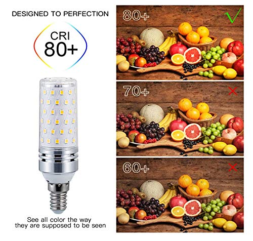 15W Candelabra LED Bulbs, 150W Equivalent, E12 Base, 1500LM 4000K Natural White, Non-Dimmable, 360° Beam Angle - 3 Pack
