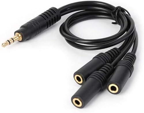 Tnyvm Black Headphone Splitter Cable 3.5mm 3 Way Splitter Adapter Aux Cable for Speaker MP3 Player Plated Adapter 3-Pole Plug to 3 Way, Earbuds