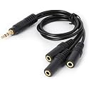 Tnyvm Black Headphone Splitter Cable 3.5mm 3 Way Splitter Adapter Aux Cable for Speaker MP3 Player Plated Adapter 3-Pole Plug to 3 Way, Earbuds