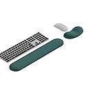 Ergonomic Wrist Rest Set for Keyboard and Mouse | Cooling Gel & Slow-Rebound Memory Foam Palm Support Pad | Luxe Leather, Minimalist, Non-Slip PU Base