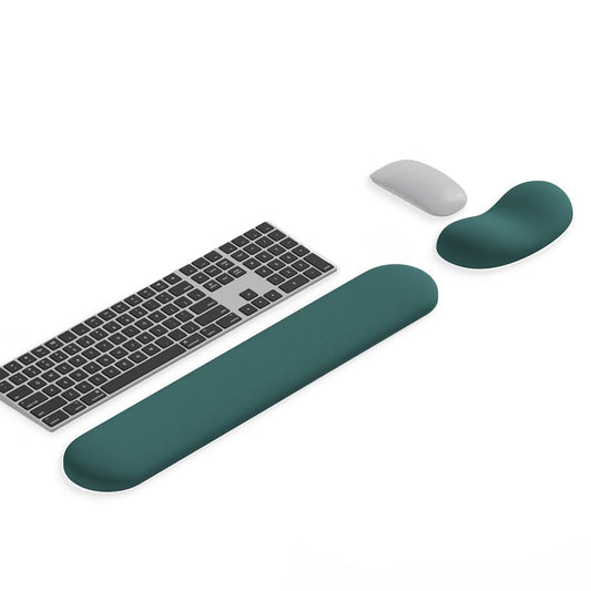Ergonomic Wrist Rest Set for Keyboard and Mouse | Cooling Gel & Slow-Rebound Memory Foam Palm Support Pad | Luxe Leather, Minimalist, Non-Slip PU Base