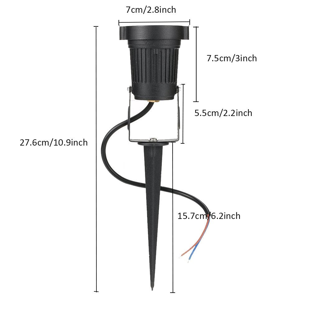 Youngine 12V Outdoor LED Lawn Light Lamps Landscape Spotlight 5W COB Garden Patio Wall Yard Path Decorative Lighting with Spiked Stand, Pack of 2