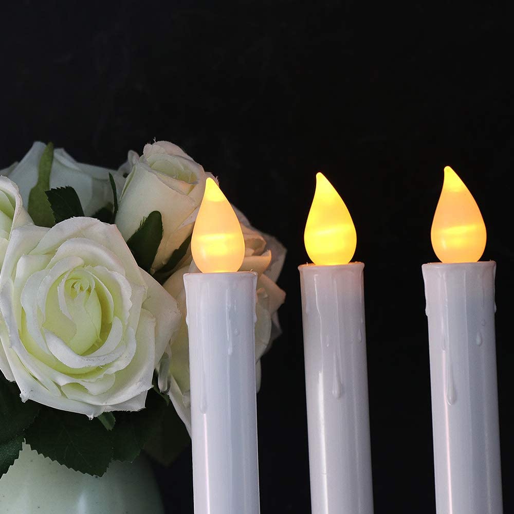 Wondise Flameless Window Candles with Remote and Timer, Battery Operated Silver Holders and Suction Cups White Candles for Christmas Home Decoration