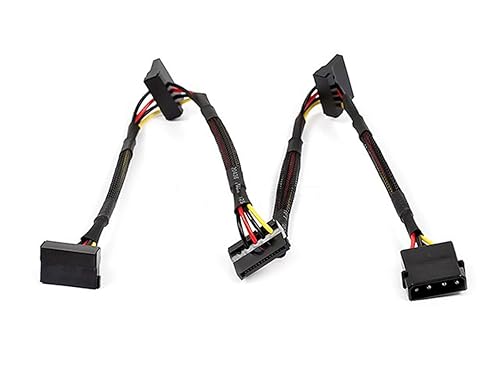 Monoprice Data Cable - 2 Feet - 4-pin MOLEX Male to 4X 15-pin SATA II Female Power Cable (Net Jacket)