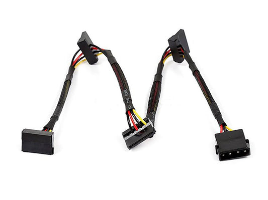 Monoprice Data Cable - 2 Feet - 4-pin MOLEX Male to 4X 15-pin SATA II Female Power Cable (Net Jacket)