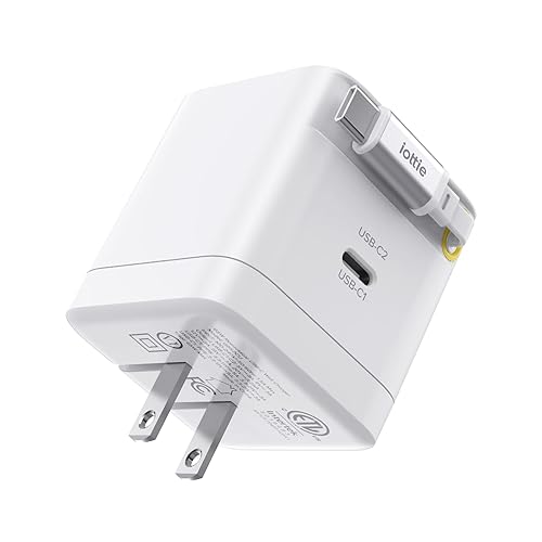 Basix by iOttie 65W GaN Wall Charger with Built-in Retractable USB-C Cable and Extra USB-C and USB-A Ports, Triple Device Fast Charging, Compact…