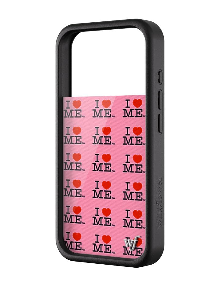 Wildflower Cases - Compatible with iPhone 17 Pro | Protective Black Bumper, 6.5ft Drop Test Certified, Small Business | Pink Hearts Love Dainty Cute