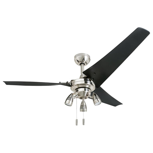Honeywell Ceiling Fans Phelix, 56 Inch Contemporary Indoor LED Ceiling Fan with Light, Pull Chain, Dual Mounting Options, Modern High Performance