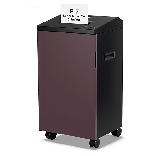 Wingwise P-7 High Security Professional Commercial Paper Shredder Heavy Duty(1 * 1.2mm), 5-Sheet Super Micro Cut, 11.9 Gallons Bin, 3.5m/min