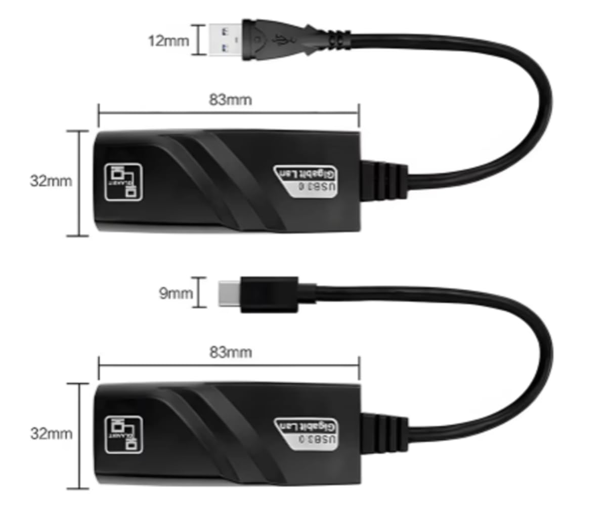 Ethernet Network Adapter, USB to RJ45 LAN Wired Adapter for Ultrabook, Chromebook, Laptop, Desktop, Plug and Play Type-C 1000M, Compatible