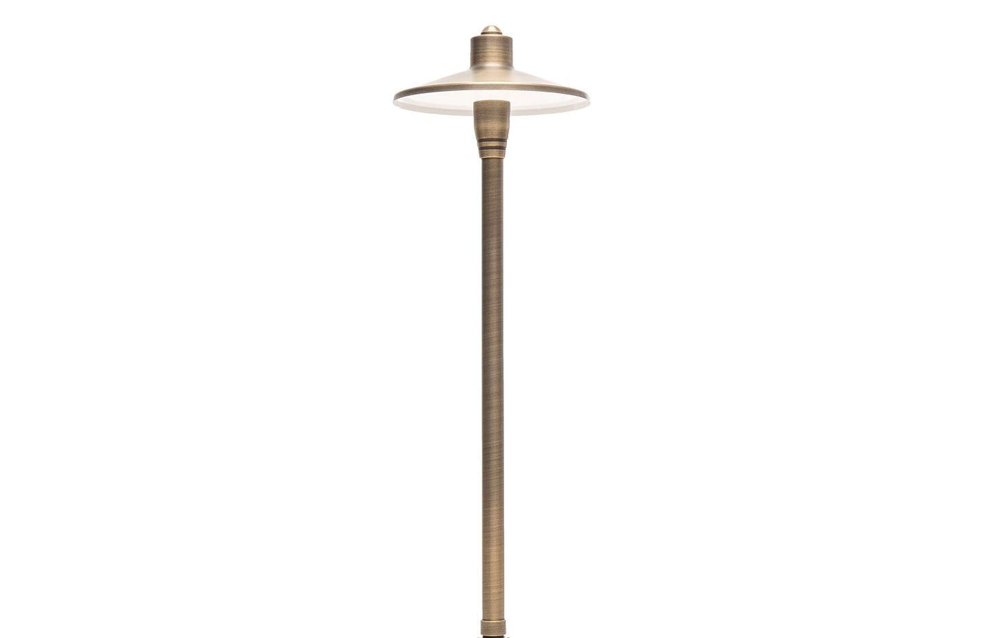 Lumen Logic G2 12V Brass Mini Path Light (15" Tall) with 3W 2700K Warm White G4 LED Bulb for Low Voltage Landscape Lighting on Outdoor Pathway