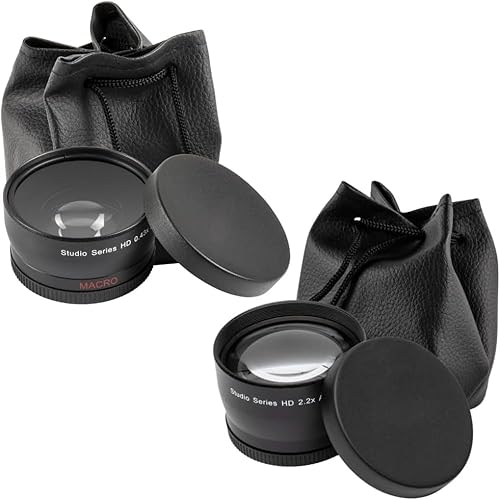 37mm HD Multi-Coated Wide Angle & Telephoto Lenses with Pouches & Caps for Canon, Nikon, Panasonic, Sony, Samsung, Fujifilm, Pentax, Olympus Cameras