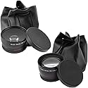 37mm HD Multi-Coated Wide Angle & Telephoto Lenses with Pouches & Caps for Canon, Nikon, Panasonic, Sony, Samsung, Fujifilm, Pentax, Olympus Cameras