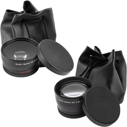 37mm HD Multi-Coated Wide Angle & Telephoto Lenses with Pouches & Caps for Canon, Nikon, Panasonic, Sony, Samsung, Fujifilm, Pentax, Olympus Cameras