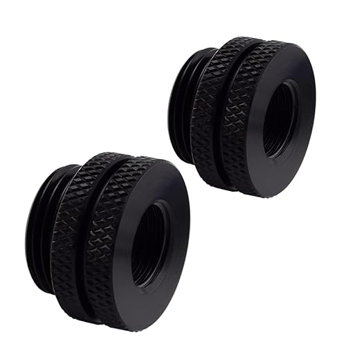 MARRTEUM G1/4" Pass-Through Fittings Extender Connector with Sealed O-Ring for Computer Water Cooling System, Black, 2 Pack