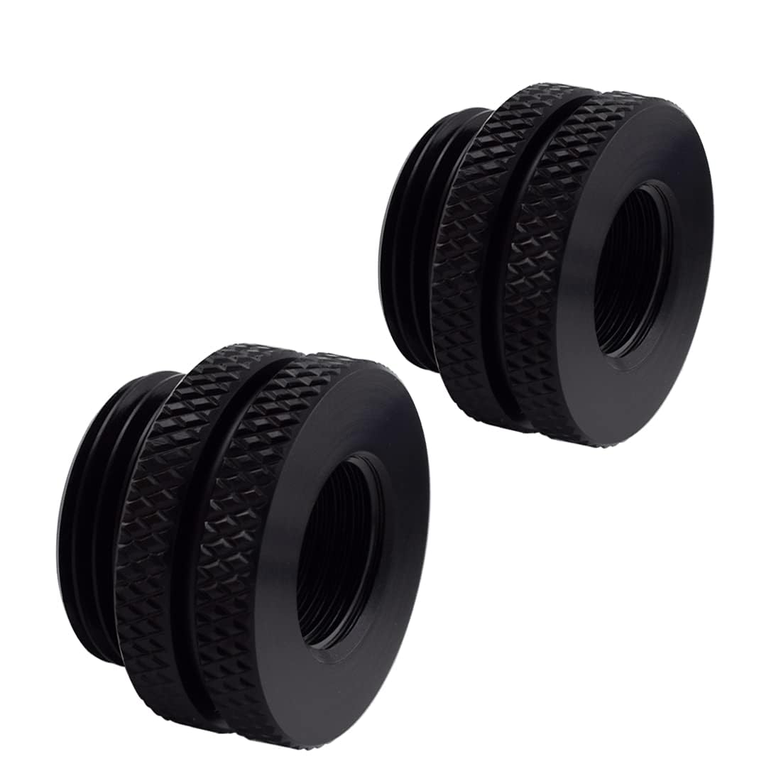 MARRTEUM G1/4" Pass-Through Fittings Extender Connector with Sealed O-Ring for Computer Water Cooling System, Black, 2 Pack