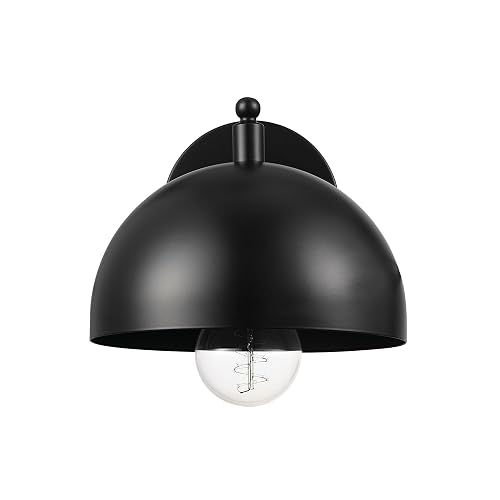 Globe Electric 65000047 1-Light Wall Sconce, Matte Black, Wall Lights for Living Room, Bedroom, Den, Mounted Bedside Lamp, Apartment Essentials