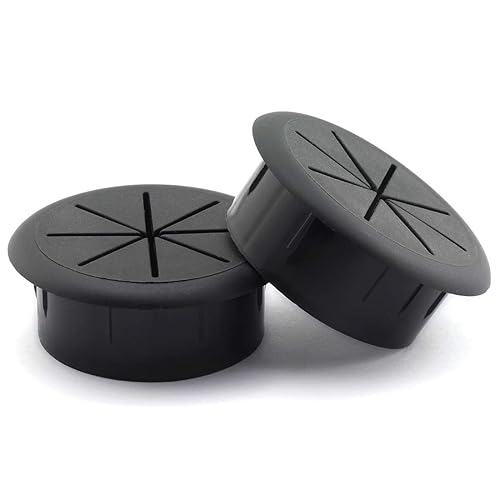 HJ Garden 2pcs 2-3/8 inch Flexible Desk Cord Grommets Wire Organizer Hole Cover for Managing and Hiding Office PC Desktop Cable(Black)