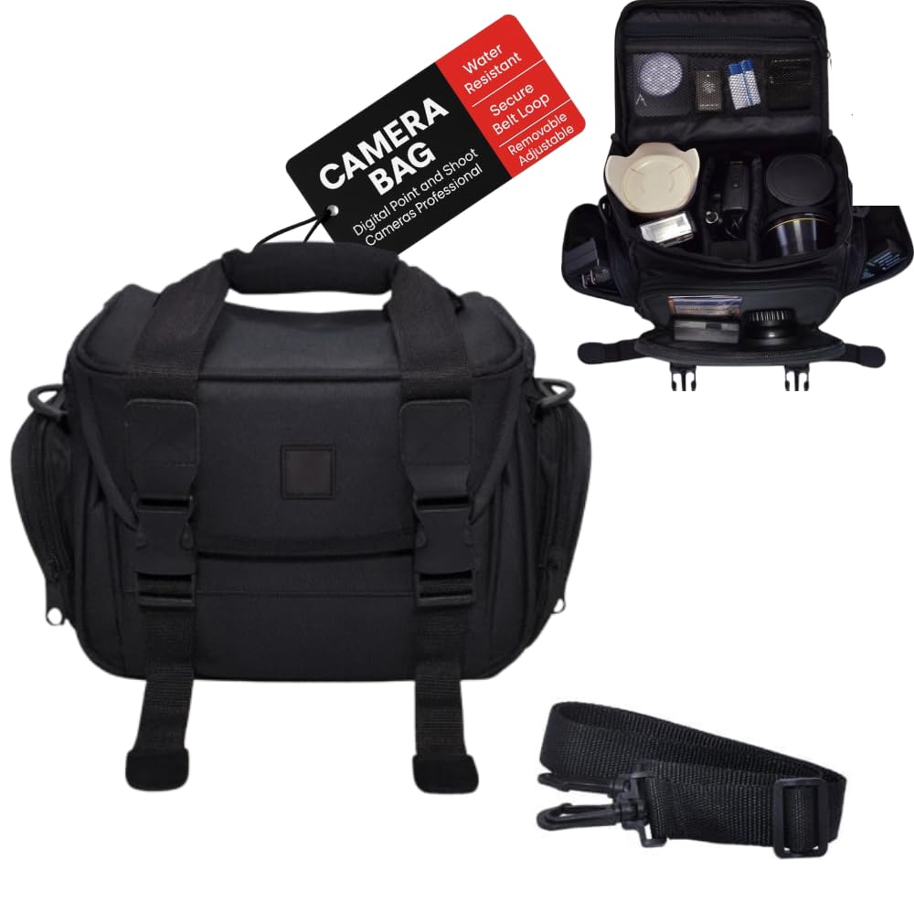eCostConnection Extra Large Camera Bag Fully Padded Gadget Case with Dual Buckles for Sony,Nikon, Canon, Olympus, Pentax, Panasonic, Samsung & Many
