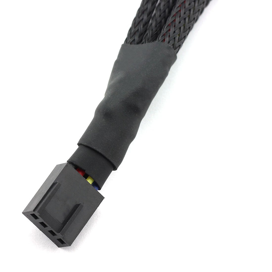 DZS Elec 4-Way PWM Fan Splitter Cable - Black Sleeved Fan Power Extension - 4Pin Female to 4x 4Pin Male - 27cm/10.5 inches