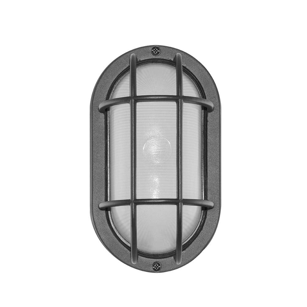 Euri Lighting EOL-WL13BK-2050e Aluminum Housing, Bulkhead Outdoor Integrated LED Wall Light, Wet Rated, 6.2 Watts, 434 Lumens, 5000K Cool White