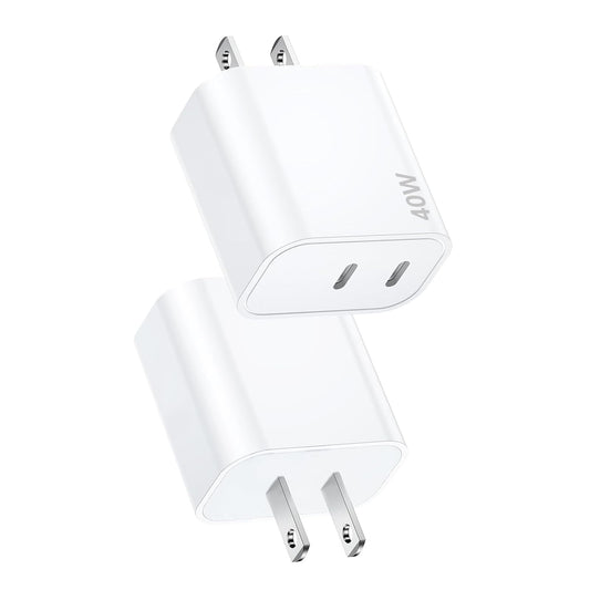 USB C Charging Block Fast Charger,2Pack 40W Dual Port Fast USB C Wall Charger Block,Type C Charging Plug Power Adapter Compatible with iPhone 17 Pro
