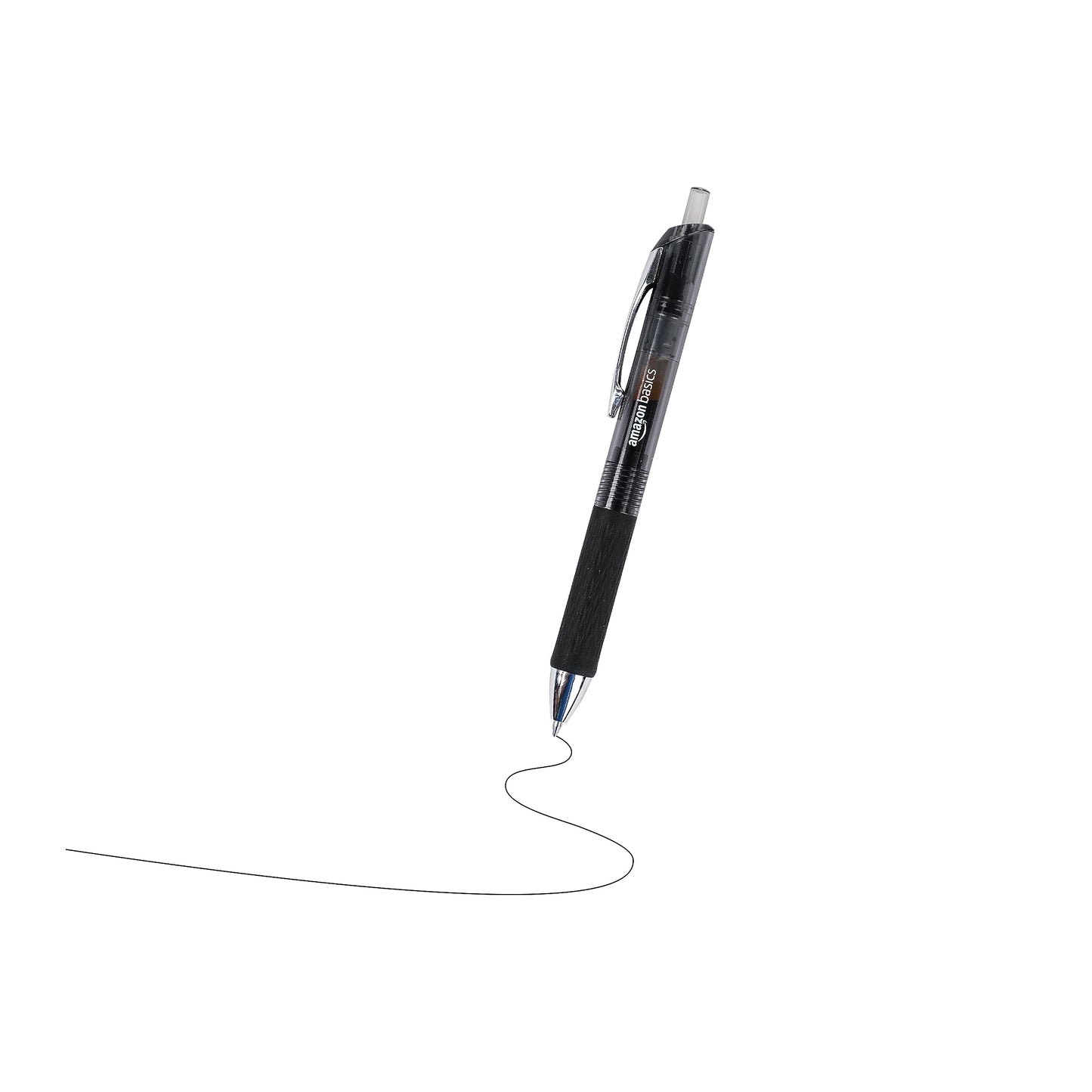 Amazon Basics Retractable Gel Pens, Fine Point 0.7mm, Smooth Writing, Black, No Smudge, School and Office Supplies, 12-Pack
