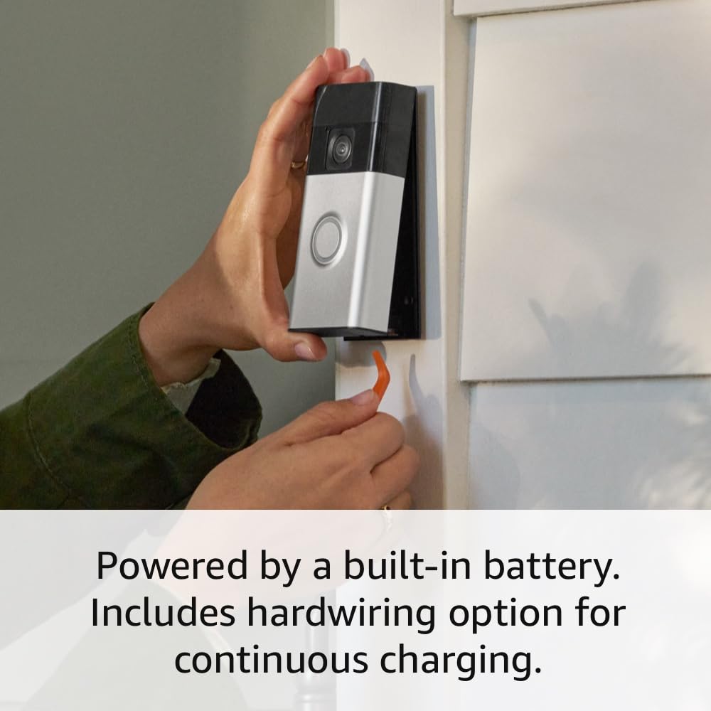 Like-New Ring Battery Doorbell (newest model), Home or business security with Head-to-Toe video, Live View with Two-Way Talk, and Motion Detection