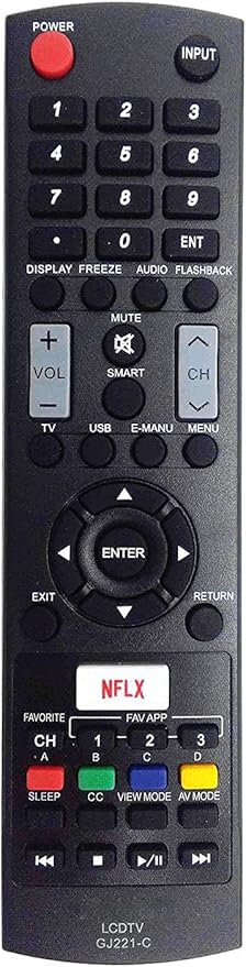 GJ221-C Remote Control for Sharp LCD/LED TV LC32LE653U LC40LE653U LC43LE653U LC-43LE653U LC-48LE653U LC55LE653U LC65LE645U LC-65LE645U (Substitute