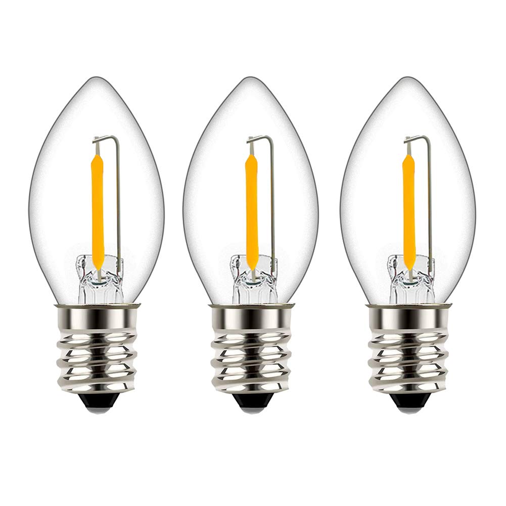 Tsunetani-C7 Edison LED Filament Mini Night Light Replacement Bulbs 0.5W Equivalent to 5 Watt Incandescent - E12 Candelabra Base 2700K Warm White