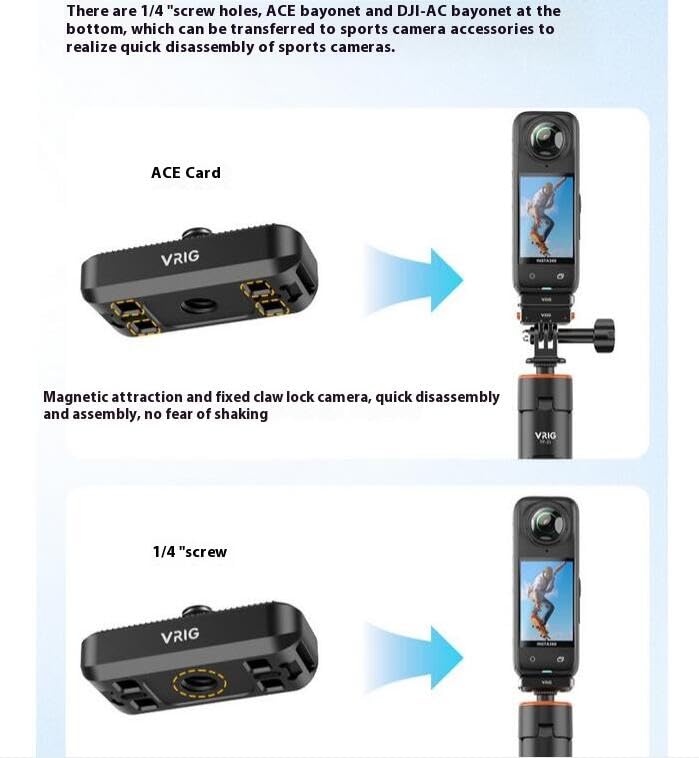 Coyktonty Quick Release Mount for INSTA360 X5/X4/ONE X3/ONE X2 1/4 Screw Magnetic Adapter Mount with 1/4 Threaded Hole Connectable Tripod Selfie Stick